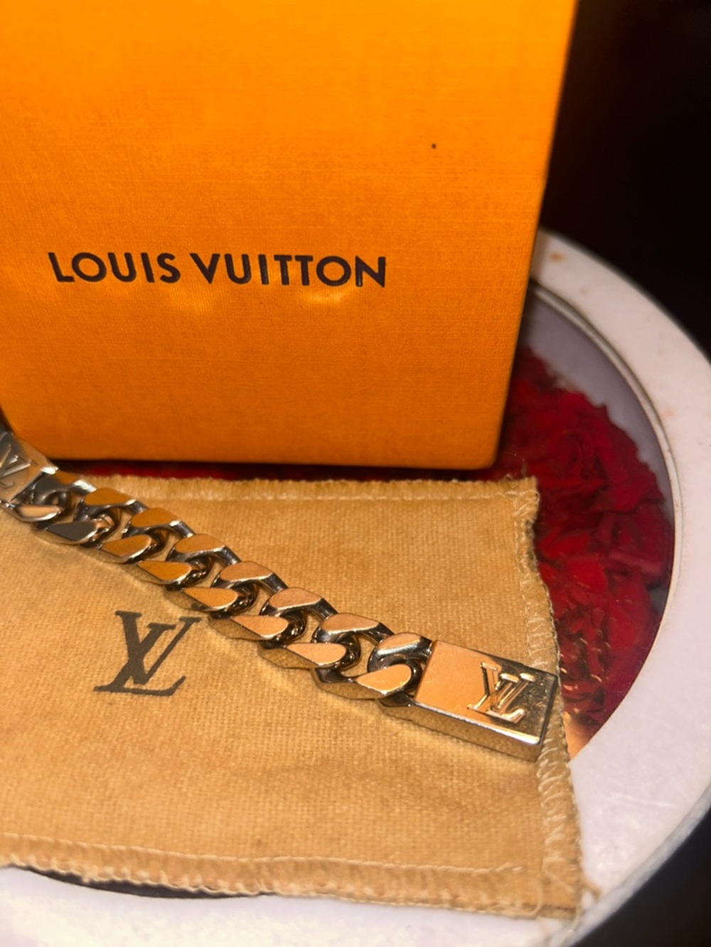 Louis Vuitton Silver Monogram ID Chain Bracelet - Picture 5 of 7